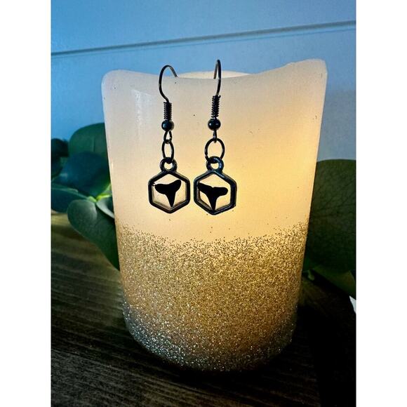 Pair of Authentic Shark Tooth Hex Earrings - Picture 2 of 3